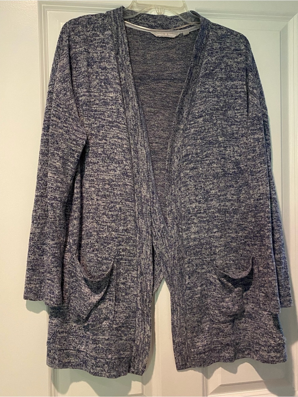 Harmony Balance Women's Open-Front Heather Gray Sweatshirt Cardigan Sz M